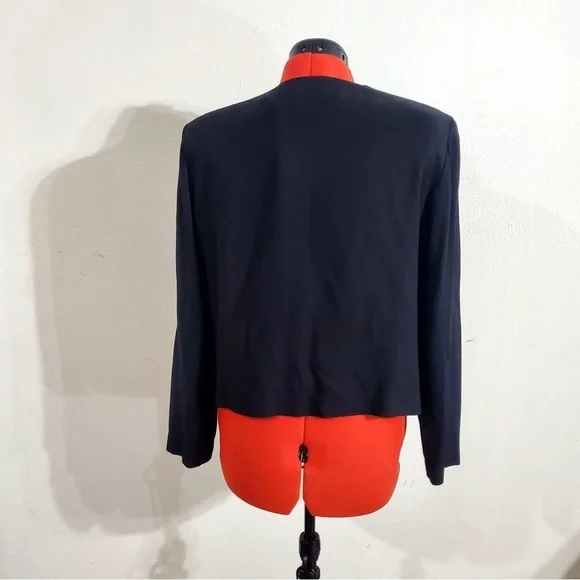 Vintage 80s John Roberts Embroidered Zip Up Black Jacket Blazer Size 14 - Picture 3 of 11